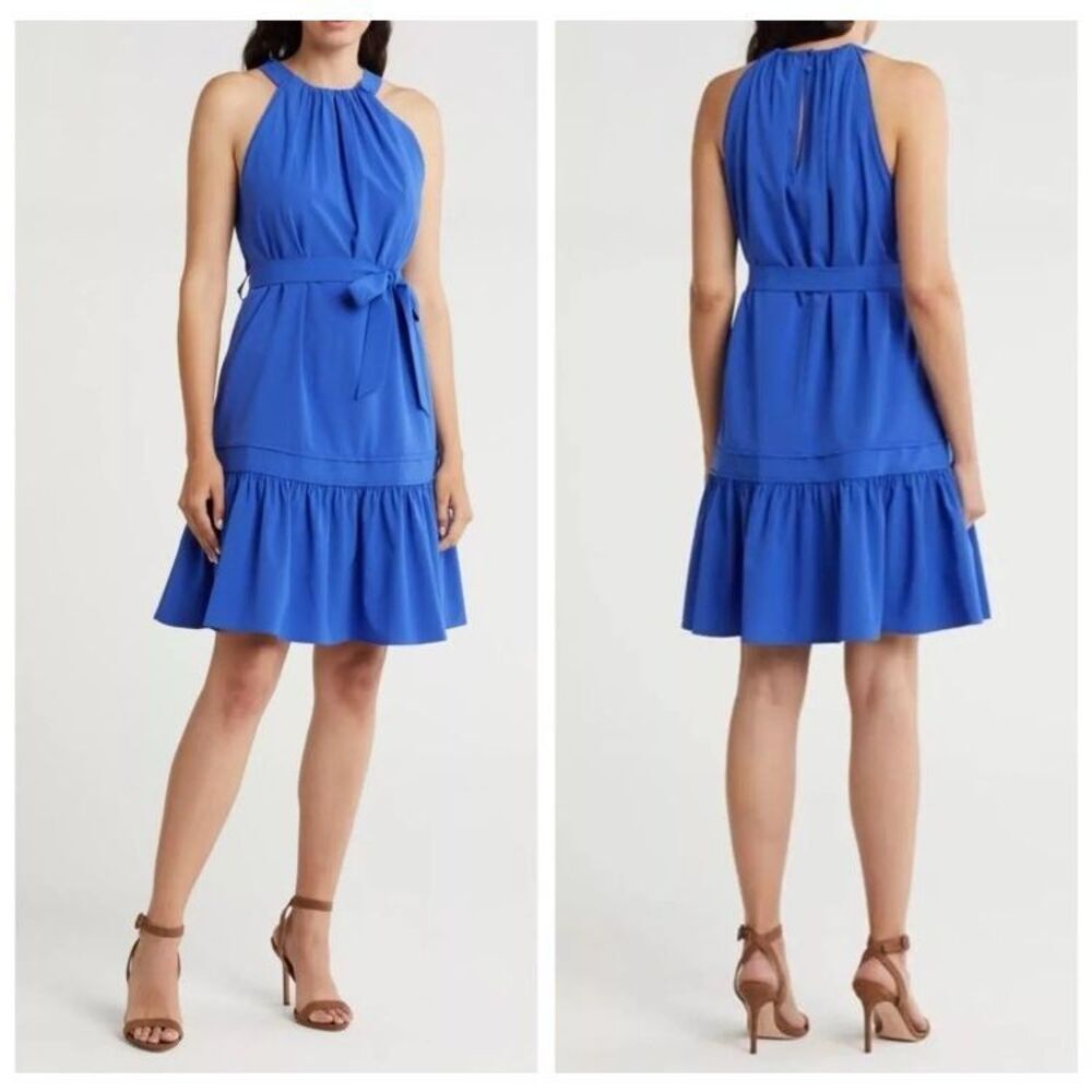 Calvin Klein Blue Halter A-Line dress Sz 2 NWT/0417